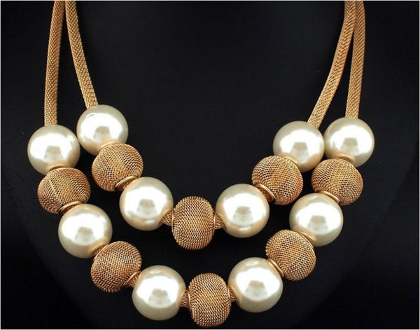 Pearl Metal Ball Women Chokers Statement Jewelry